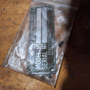 Johnson  qd15 id plate